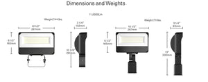 RAB X34-100LSF/U 87W LED Floodlight, 11000 Lumens, 5000K Color Temperature, 80CRI, Slipfitter 120-277V, Dimming, Bronze