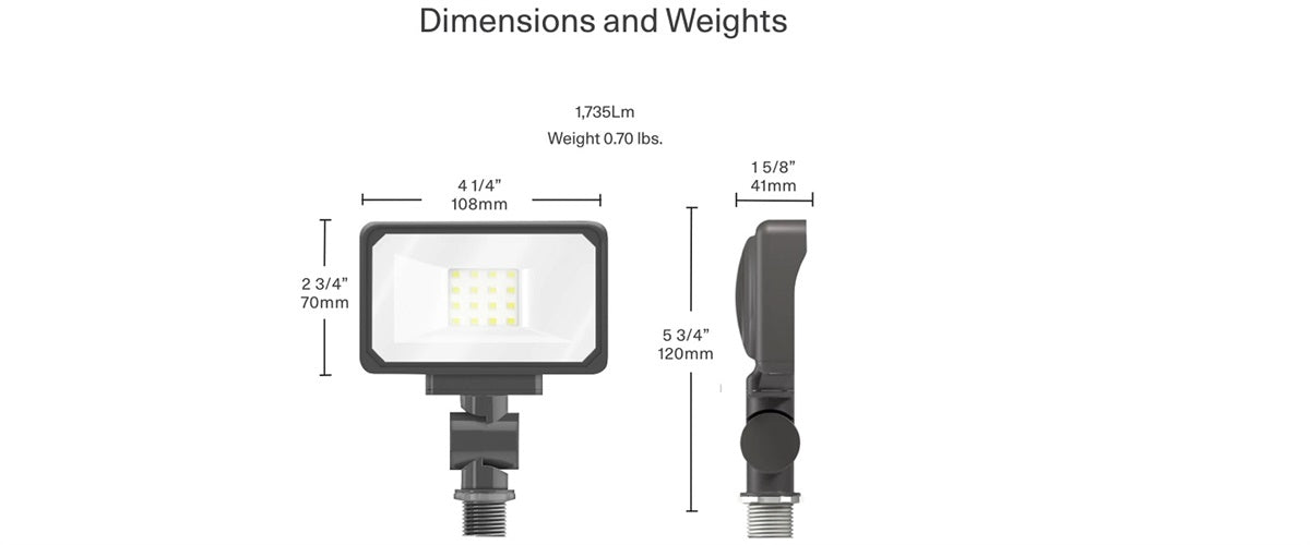 RAB X34-16LW/277 15W LED Floodlight, 1735 Lumens, Knuckle Mount, 277V, 5000K Color Temperature, 80 CRI, White