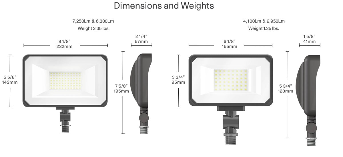 RAB X34-55L-840W/277 55W LED Floodlight, 6300 Lumens, Knuckle Mount, 4000K Color Temperature, 277V, White