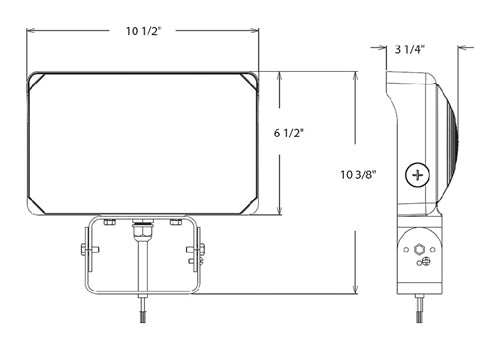 RAB X34LT LED Floodlight, 90W/80W/70W Selectable, 3000/4000/5000K CCT Selectable, Trunnion Mount