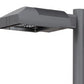 Kim Lighting 1SA-SARA2-54L-500-35K8-3-CLR-SQ-UNV-BLT-7PR-SF LED Area Light, Single Arm Mount, 54 LEDs, 9000 Lumens, 3500K, 80 CRI, Type III Dist, Clear Glass Lens, Mount Square Pole, 120-277V, Black Matte Textured, 7-Pin Photocell Receptacle, Single Fuse