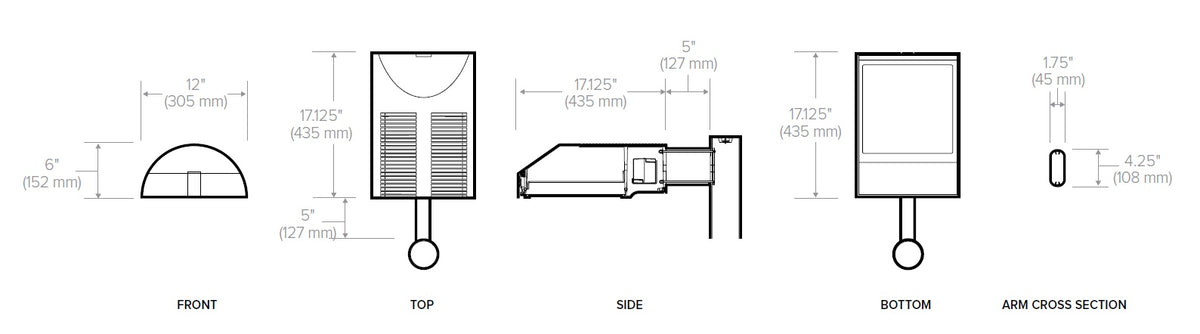 Kim Lighting 1SA-SARA2-54L-500-35K8-3-CLR-SQ-UNV-BLT-7PR-SF LED Area Light, Single Arm Mount, 54 LEDs, 9000 Lumens, 3500K, 80 CRI, Type III Dist, Clear Glass Lens, Mount Square Pole, 120-277V, Black Matte Textured, 7-Pin Photocell Receptacle, Single Fuse