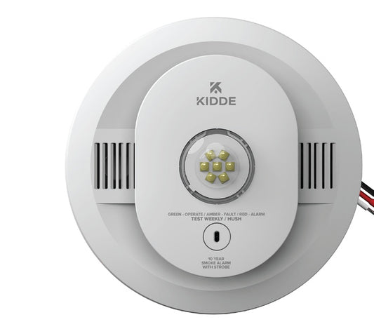 Kidde Firex SMAC10LEDFEX Hardwired AC LED Strobe Photoelectric Smoke Alarm with Lithium Battery Back-Up
