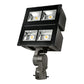 Cooper Streetworks UFLD-L-CA4-180-740-U-66-C-BZ-10K-PR7 180W LED Flood Light, COB Light Engine, 70 CRI, 4000K, 120-277V, NEMA 6H x 6V Wide Distribution, Slipfitter, Bronze, Series 10kV UL 1449 Surge Protective Device, Photocontrol Receptacle