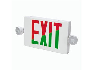 Sure Lites APCH7RG All-Pro Combination Exit and Emergency Light, Two 3.6V LED Remote Heads, Nicked Cadmium Battery, Field Selectable Red or Green, White Housing