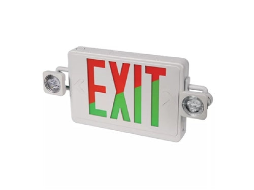 Sure Lites APCH7RGSQ30 All-Pro Square Headed Combination Exit and Emergency Light, Red Green Selectable, Nickel Cadmium Battery, Remote Capacity, White Finish