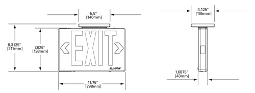Sure Lites APXH7RG2 All-Pro Exit, Red Green Selectable, Nickel Cadmium Battery Backup, Remote Capacity, White Finish