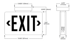 Sure Lites CX71BKSD Surface Mount LED Exit and Emergency Light, AC Powered with Battery Back Up, Single Face, Black Housing, Self-Diagnostics