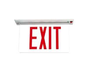 Sure Lites EUR62R LED Edge Lit Exit Sign, Recessed Mount, AC Only, Double Face Mirror, Red Letter, Anodized Aluminum