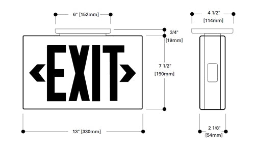 Sure Lites LPX7BKSD Self-Powered LED Commercial Exit, Single and Double Face, Black Housing, Self-Diagnostics