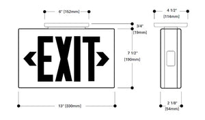 Sure Lites LPX7BKSD Self-Powered LED Commercial Exit, Single and Double Face, Black Housing, Self-Diagnostics