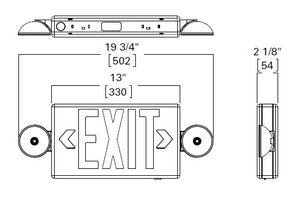 Sure Lites LPXC25 LED Polycarbonate Emergency Light Exit Sign Combo, 25 Feet Coverage, No Self-Diagnostics, White Housing