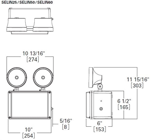 Sure Lites SELIN25R10SD 10W LED Emergency Light, 25 Feet Spacing, NiCad Battery, Self-Diagnostics