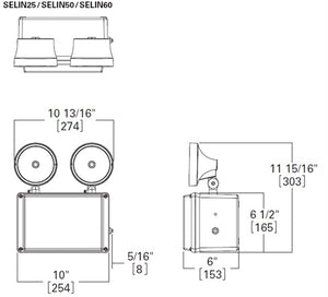 Sure Lites SELIN50R7SD 7W LED Emergency Light, 50 Feet Spacing, NiCad Battery, Self-Diagnostics