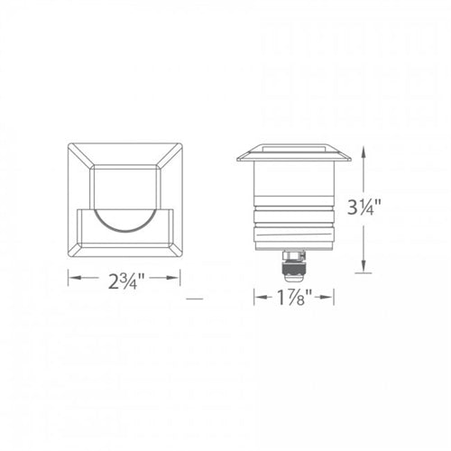 WAC Lighting 2061-30SS 2" Inground Square Step Light, 3000K Color Temperature, 85 CRI, Stainless Steel
