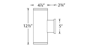 WAC Lighting DS-WD05-F930B-WT  Tube Architectural 13" LED Outdoor Wall Sconce, Towards the Wall, 3000K Color Temperature, 85 CRI, White