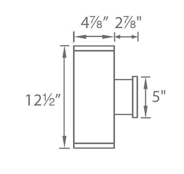 WAC Lighting DS-WD05-U40B-GH 5" 22W Double Sided Ultra Narrow Beam LED Wall Sconce, 4000K Color Temperature, 85 CRI, 155 x 2 Lumens, Graphite