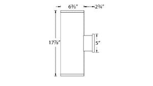 WAC Lighting DS-WD06-F27S-GH Tube Architectural 18" LED Outdoor Wall Sconce, Straight Up and Down, 33 Degree Beam Angle, 2700K Color Temperature, 85 CRI, Graphite