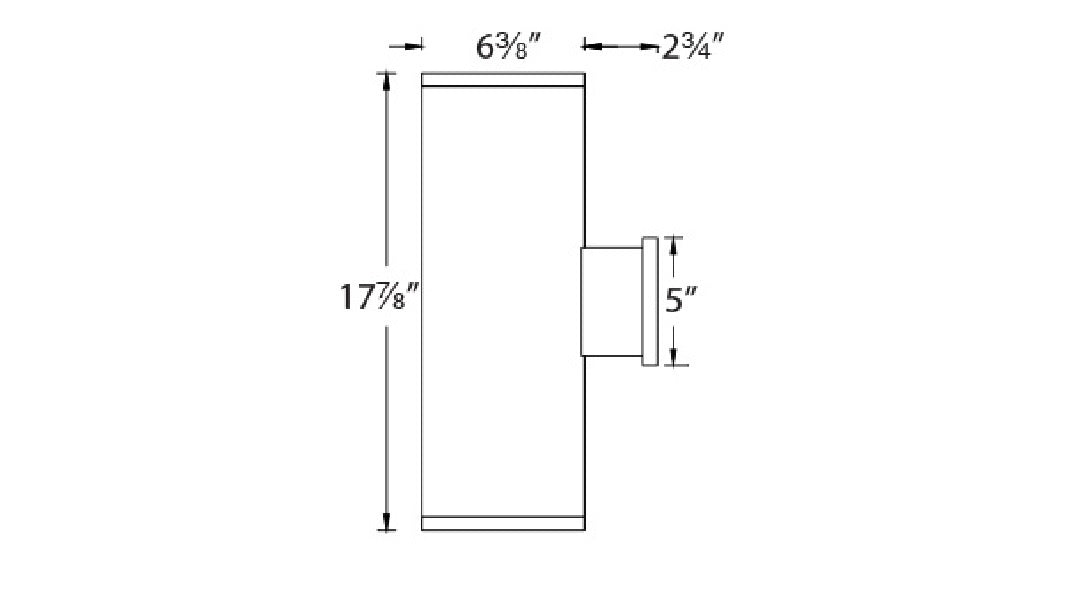 WAC Lighting DS-WD06-F35S-GH Tube Architectural 18" LED Outdoor Wall Sconce, Straight Up and Down, 33 Degree Beam Angle, 2700K Color Temperature, 85 CRI, Graphite