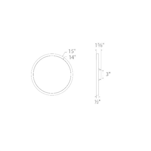 WAC Lighting FM-15RN-930-WT 15" LED Round Ceiling and Wall Mount, 28W, 3000K Color Temperature, 90 CRI, 2550 Lumens, White