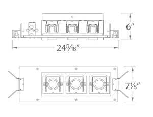 WAC Lighting MT-4LD316N-S927-BK 4" Non IC LED Precision Multiples Adjustable Spot 3 Light Housing, 16.5W, 0-10V Dimming, 120-277V, Spot Beam, 90 CRI, 2700K Color Temperature, Black