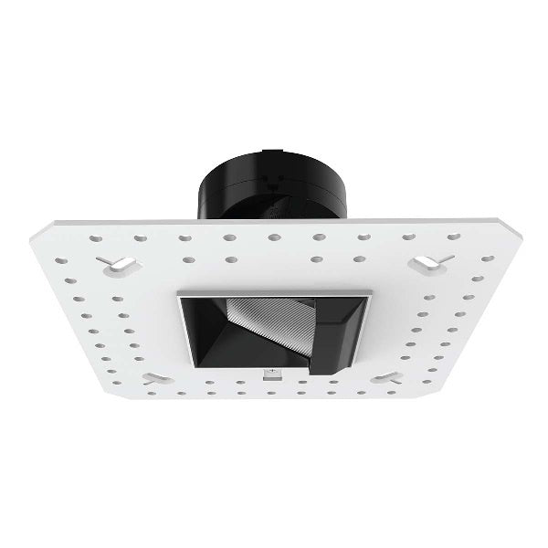 WAC R2ASWL-A840-BKWT 2" Square Wall Wash Lensed Trimless Housing, Wet Location, Asymmetrical Beam Spread, 85 CRI, 4000K, Black/ White