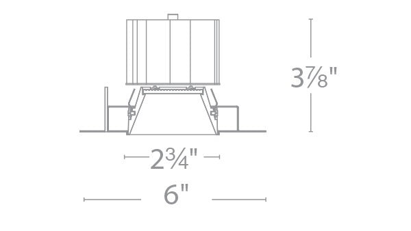WAC R3ASDL-F930-WT 3.5" Square Downlight, Wet Location, 45 Degree Beam Spread, 90 CRI, 3000K, White