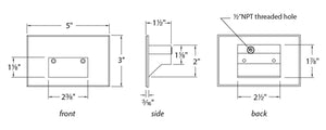 WAC Lighting WL-LED100-C-BBR 3.5W Horizontal Rectangle LED Step Light, 120V, 3000K Color Temperature, Bronze on Brass