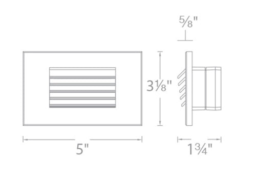 WAC Lighting WL-LED120-AM-BZ 3.5W Horizontal Rectangle LED Step Light, 120V, Amber Light, Black on Aluminium