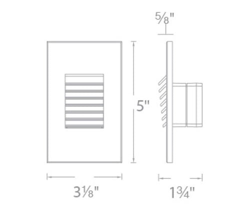 WAC Lighting WL-LED220-AM-BK 3.5W Vertical Rectangle LED Step Light, 120V, Amber Light, Black on Aluminium