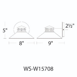 WAC Lighting WS-W15708-BK 12W Sodor 7" LED Outdoor Wall Sconce, 3000K Color Temperature, 90 CRI, 315 Lumens, CA Title 24 Compliant