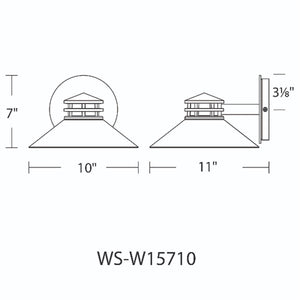 WAC Lighting WS-W15710-BZ 15W Sodor 10" LED Outdoor Wall Sconce, 3000K Color Temperature, 90 CRI, 560 Lumens, CA Title 24 Compliant