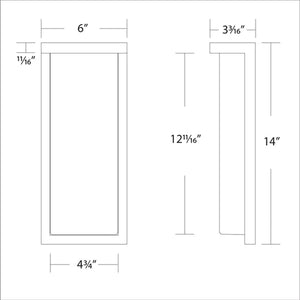 WAC WS-W190114-CS-BK 14" Vega Tall Outdoor Wall Sconce, Selectable CCT 2700K/3000K/3500K/4000K/5000K, 90 CRI, 1375 Lumens, Black