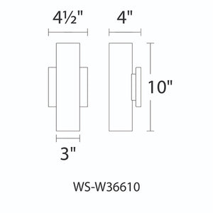 WAC Lighting WS-W36610-BZ 11W 10" Caliber Outdoor LED Wall Sconce, 3000K Color Temperature, 90 CRI, 735 Lumens, Bronze