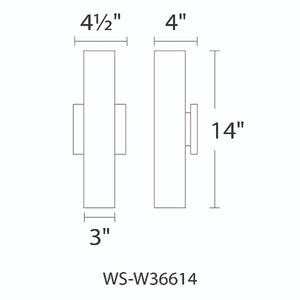 WAC Lighting WS-W36614-BZ 21W 14" Caliber Outdoor LED Wall Sconce, 3000K Color Temperature, 90 CRI, 1500 Lumens, Bronze