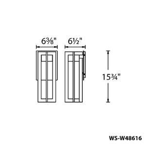 WAC Lighting WS-W48616-BK 12W 16" Chamber Outdoor LED Wall Sconce, 3000K Color Temperature, 90 CRI, 1000 Lumens, Black