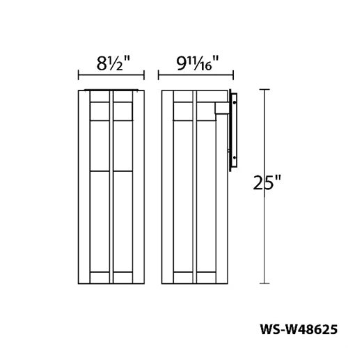WAC Lighting WS-W48625-BK 22W 25" Chamber Outdoor LED Wall Sconce, 3000K Color Temperature, 90 CRI, 1800 Lumens, Black