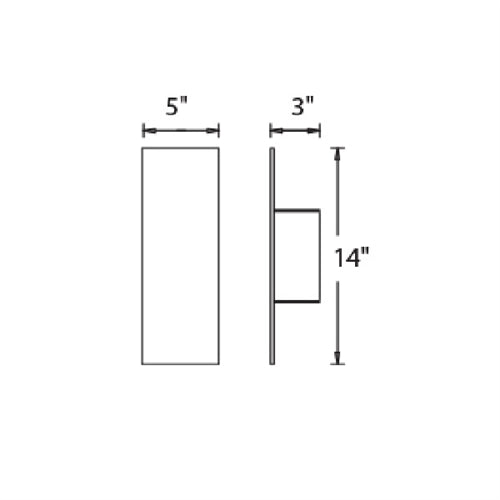 WAC Lighting WS-W54614-AL 11W 14" Icon LED Outdoor Wall Sconce, 3000K Color Temperature, 90 CRI, Brushed Aluminum
