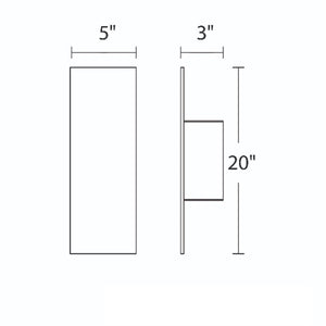 WAC Lighting WS-W54620-BZ 11W 20" Icon LED Outdoor Wall Sconce, 3000K Color Temperature, 90 CRI, Bronze