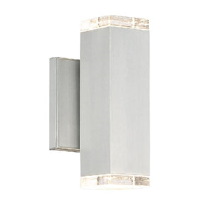 WAC Lighting WS-W61808-AL 15W 8" Block LED Outdoor Wall Sconce, 3000K Color Temperature, 90 CRI, Brushed Aluminum