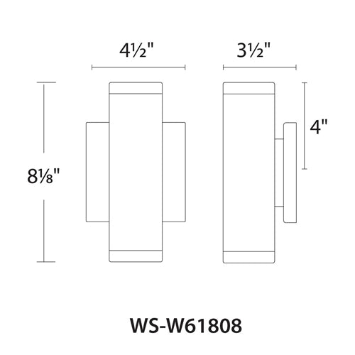 WAC Lighting WS-W61808-BK 15W 8" Block LED Outdoor Wall Sconce, 3000K Color Temperature, 90 CRI, Black