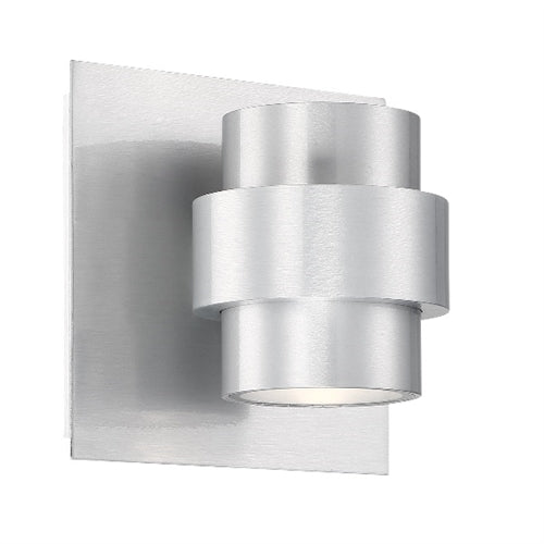 WAC Lighting WS-W64905-AL 6.4W 5" Barrel LED Outdoor Wall Sconce, 3000K Color Temperature, 90 CRI, Brushed Aluminum