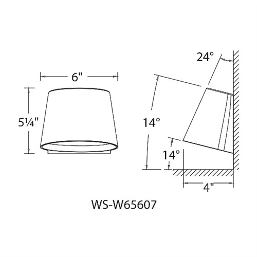 WAC Lighting WS-W65607-BZ 16.5W 6" Tall LED Outdoor Wall Sconce, 3000K Color Temperature, 90 CRI, 120-277V, 1165 Lumens, 850 Lumens, Bronze