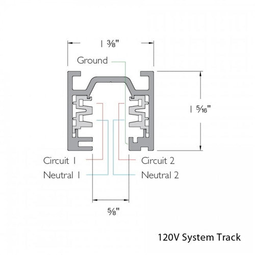 WAC WT8-BK 8' W Trac, 120V, Surface Mount, Black