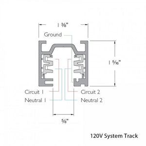 WAC WT8-PT 8' W Trac, 120V, Surface Mount, Platinum