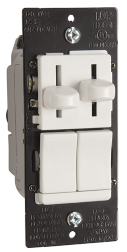 Wattstopper LSCLDC163PW 150W CFL/LED and 300W Incandescent Single Pole/3-Way, Preset Dimmer with 1.6A 3-Speed De-hummer Fan Control, White