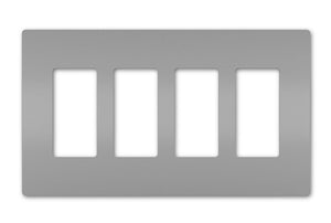 Wattstopper RWP264GRY Radiant 4-Gang Screwless Wallplate, Gray
