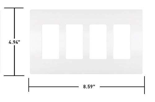 Wattstopper RWP264WCC6 Radiant 4-Gang Screwless Wallplate, White