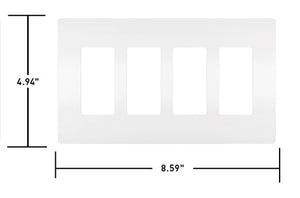 Wattstopper RWP264WCC6 Radiant 4-Gang Screwless Wallplate, White