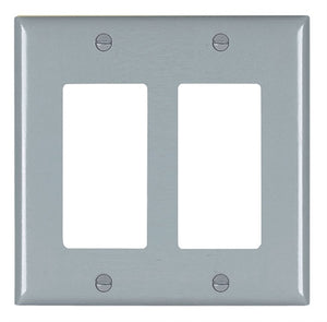 Wattstopper TP262GRYCC12 Thermoplastic 2-Gang Decorator Wall Plate, Gray